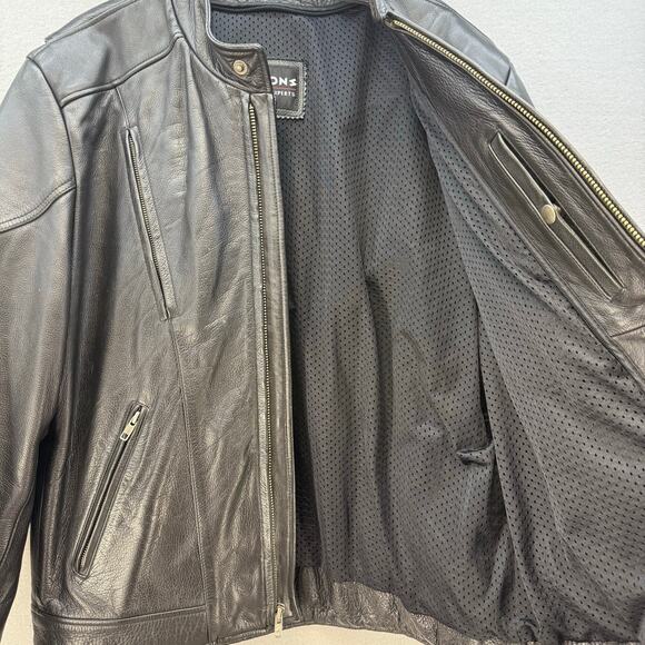 Wilson Leather Moto Racer Jacket Men's XL Black Priest Collar Biker Jacket - Picture 9 of 16